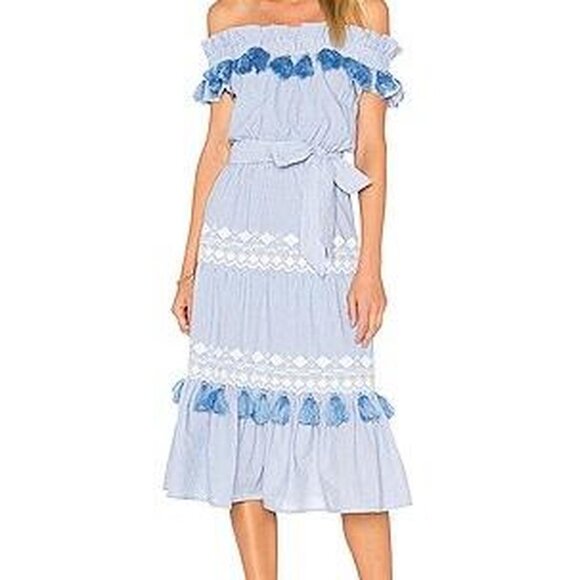 Tularosa Lana Dress in Getty Stripe – NWT, Tassel Lace Details - Picture 2 of 8